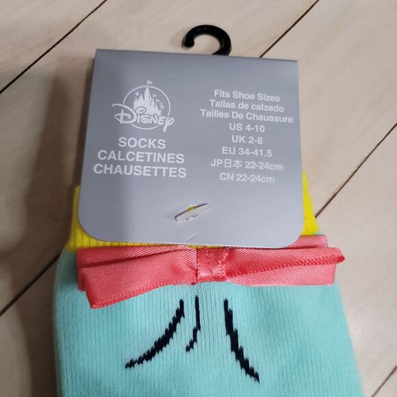 Disney Park Lilo & Stitch Scrump Aqua Green Yellow Socks with Pink Bow - Picture 4 of 6